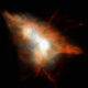 A cosmological simulation of a Lyman alpha blob that traces the evolution of gas and dark matter from a central star-forming region. Image: J.Geach/D.Narayanan/R.Crain